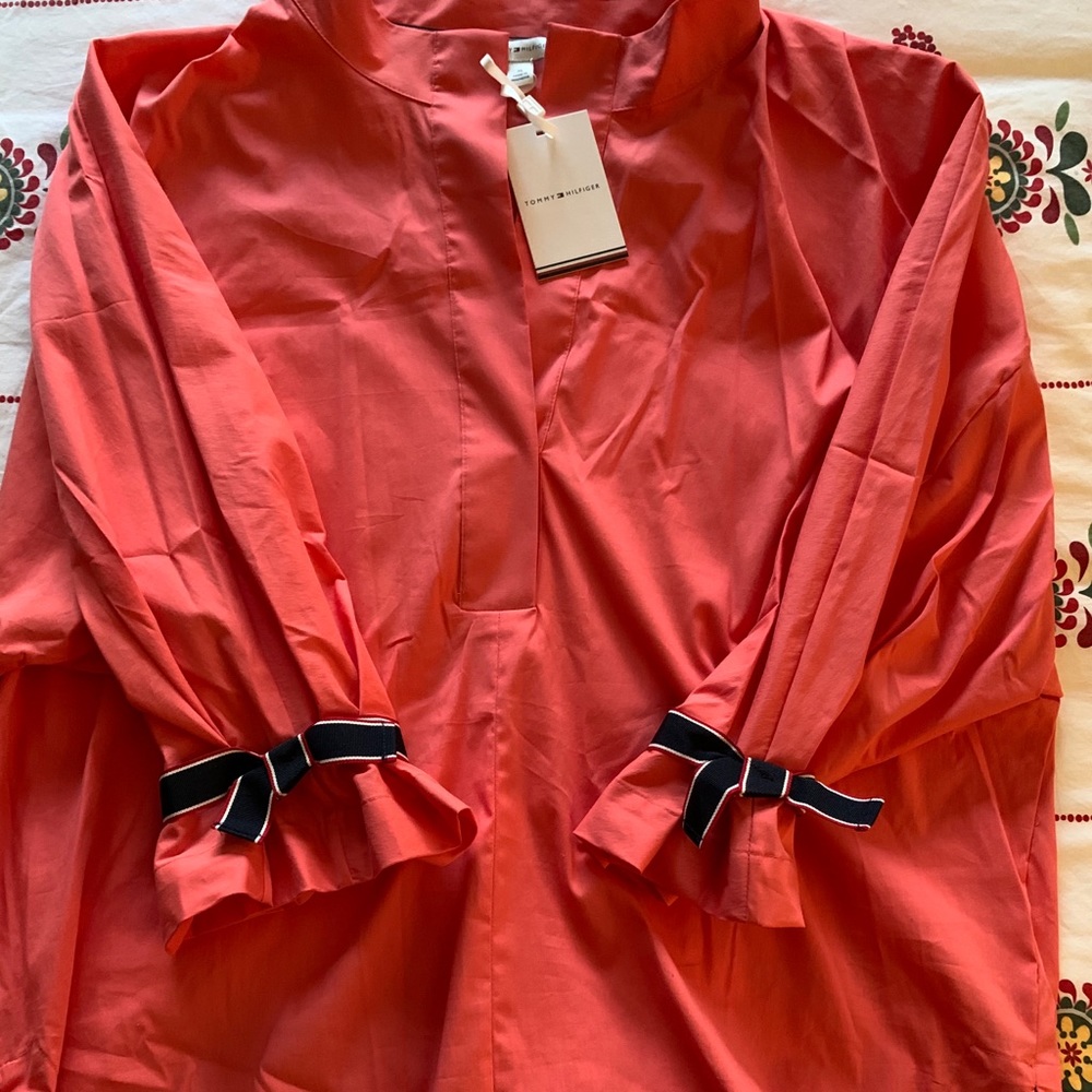 Long coral tunic top